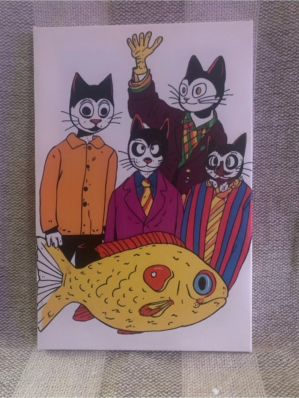 Cat & Fish Art Print. 8x12